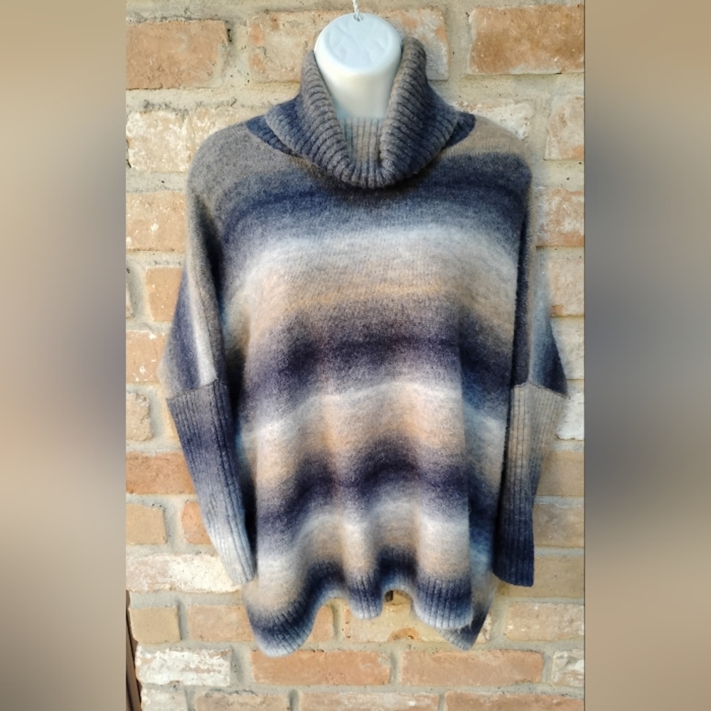 Striped Blue and Gray Women's Sweater